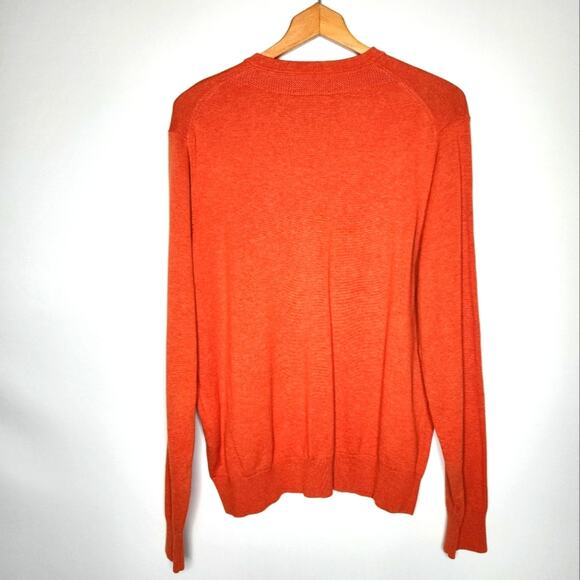 Lands' End Orange Cotton V Neck Sweater Men's Size Large 42 44 - Picture 5 of 5